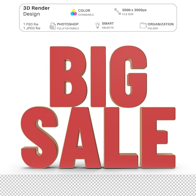 Grande vendita Effetto testo Modellazione 3D File PSD Offerta realistica del Black Friday