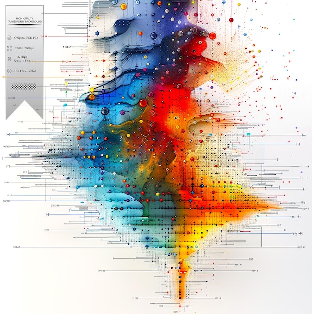 Grandes conjuntos de datos complejos que requieren métodos avanzados para analizar en un fondo transparente