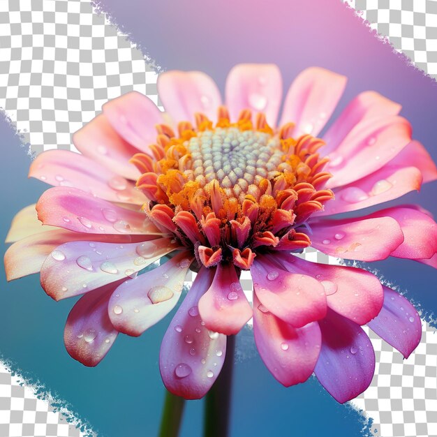 Grandes flores de zinnia con un fondo transparente