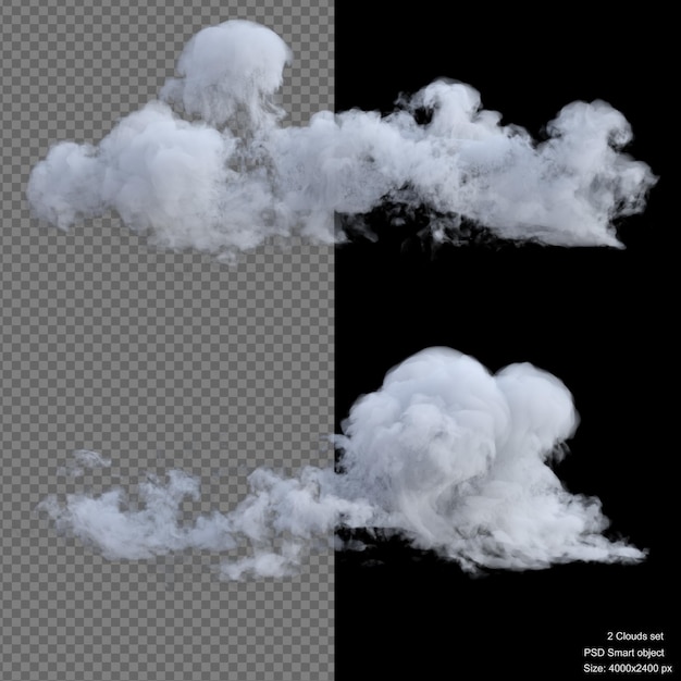 PSD grandes nuvens isoladas renderização 3d