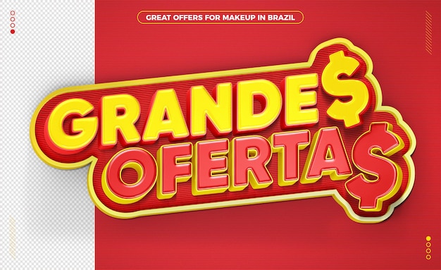 Grandes ofertas en brasil etiqueta 3d render