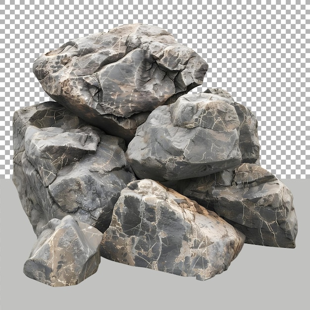 PSD grandes pedazos de roca en un fondo transparente generados por ai
