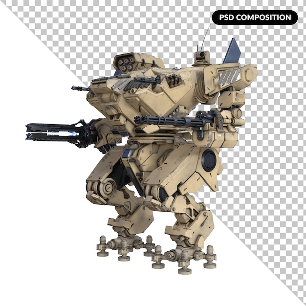 Grandes soldados robots aislados en 3D