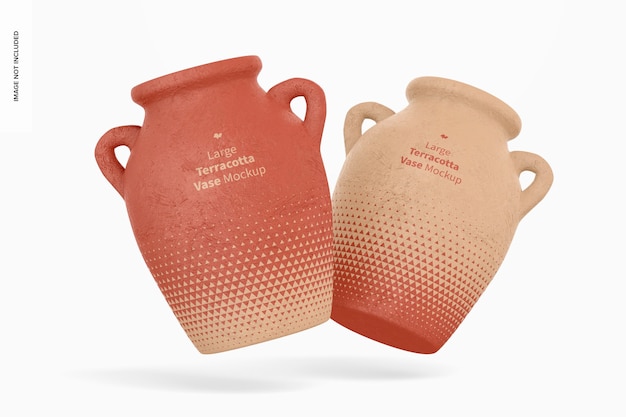Grandi vasi in terracotta con manici mockup, cadenti