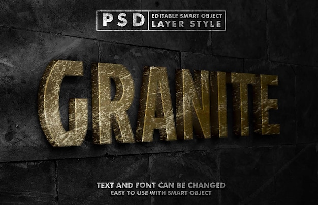 granito 3d effetto testo realistico psd premium