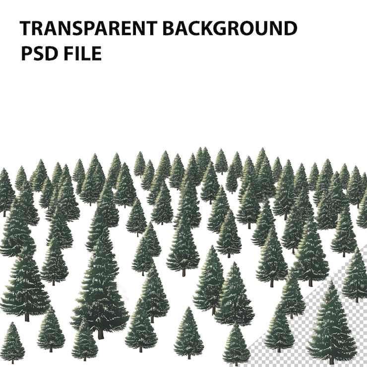PSD granja de árboles de navidad aislada sobre un fondo transparente