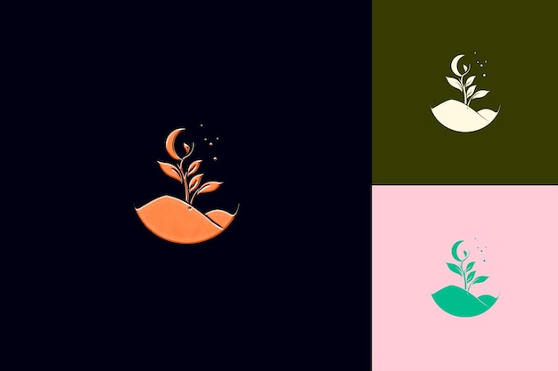 Granja de té china rústica con diseño orgánico Diseños de íconos lunares de China inspirados en PNG naturales y simples