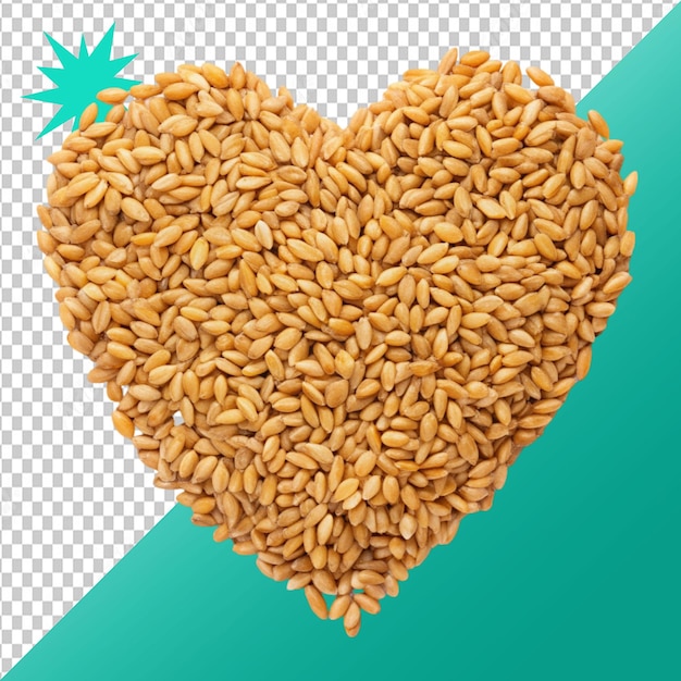 grano de trigo en forma de corazón sobre un fondo transparente