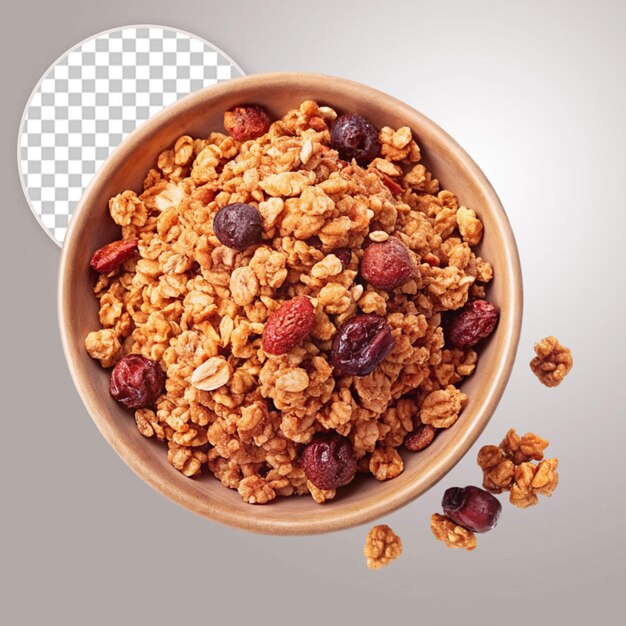 Granola caseira em fundo transparente