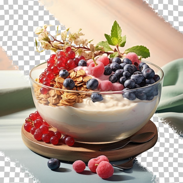 PSD granola mit blaubeere und granatapfel auf einem transparenten hintergrund