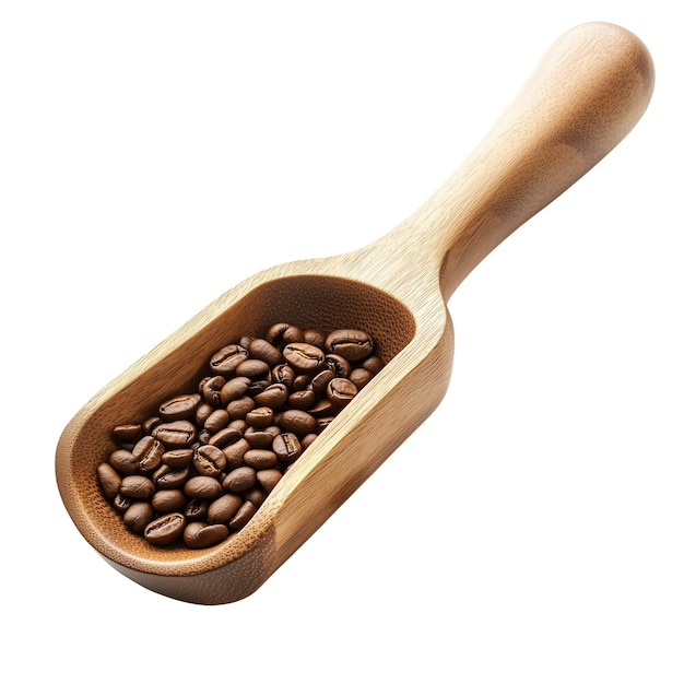 Los granos de café en cucharas de madera