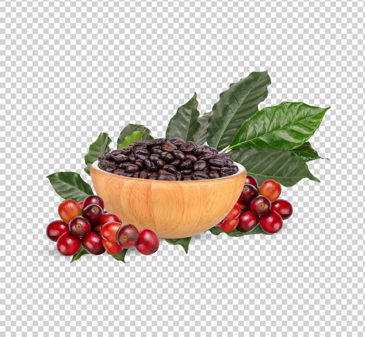 PSD granos de café con hojas aisladas psd premium