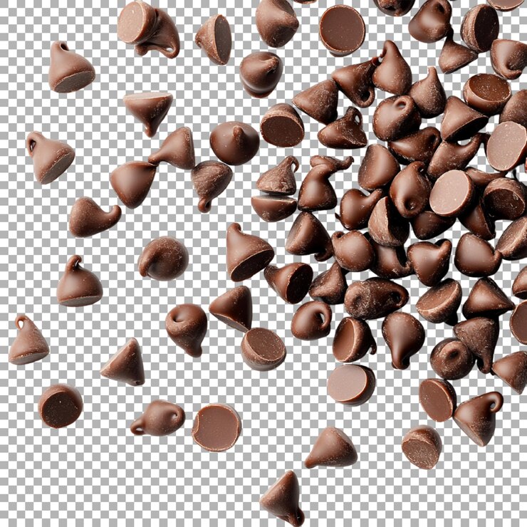 PSD granos o pedazos de chocolate sobre un fondo transparente generados por ai
