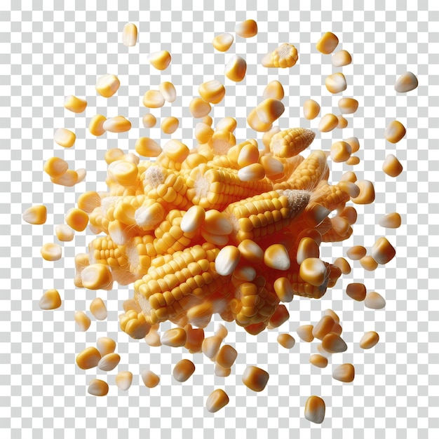 PSD grãos de milho flutuantes fundo transparente