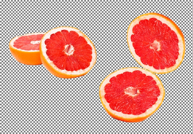 Grapefruit avec des tranches sur fond blanc