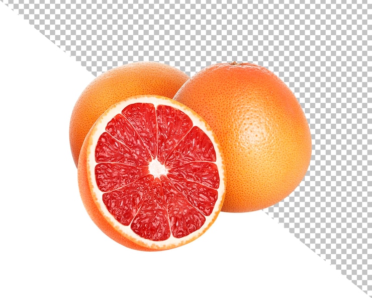 PSD grapefruit-zitrusfrüchte isoliert auf weißem hintergrund mit beschneidungspfad