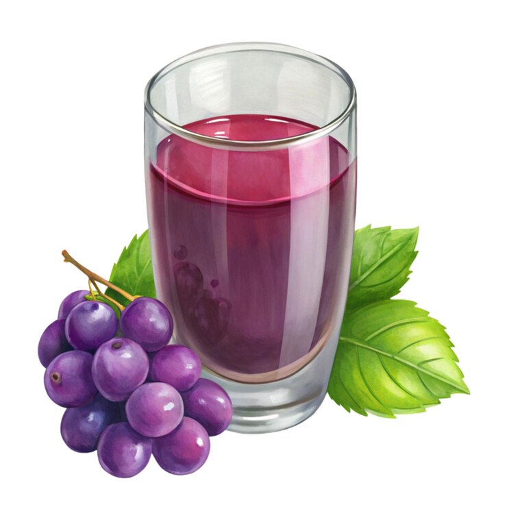 PSD grapes juice glass on white background