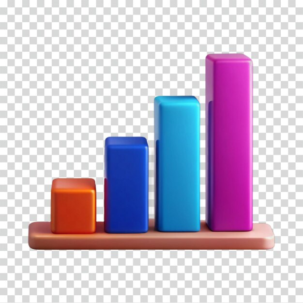 Graphe à barres 3D coloré Progrès de croissance et visualisation des données