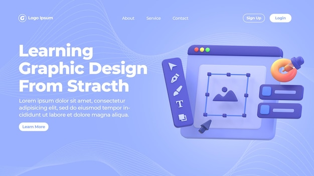 graphic design course landing page template graphic designer illustration
