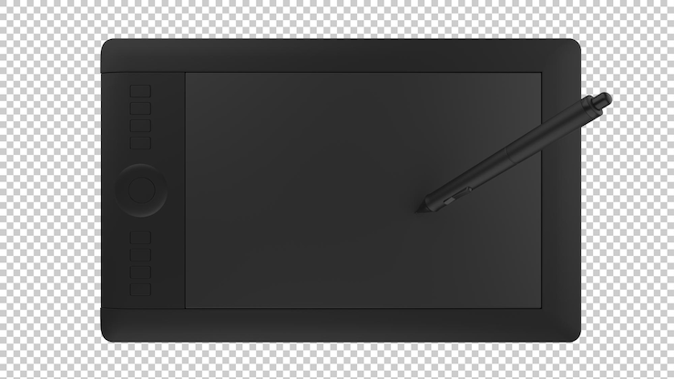PSD graphic tablet with pen on transparent background 3d rendering illustration