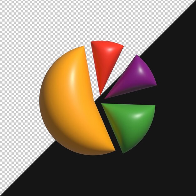Graphique en 3D avec des segments colorés sur un fond transparent