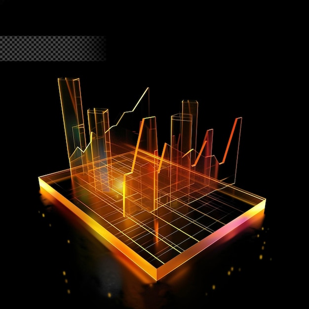 PSD graphique à barres de croissance de l'entreprise informations effet de lumière fond transparent