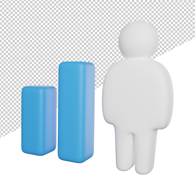 PSD graphique à barres vue de côté illustration de rendu 3d sur fond transparent