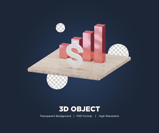 Graphique De Croissance En Rendu 3d Avec Fond Transparent