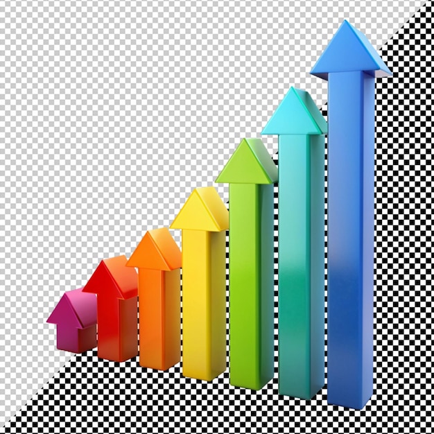 PSD graphique des étapes de croissance de l'entreprise concept de flèche sur un fond transparent