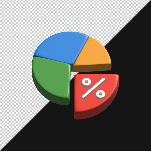 Graphique en forme de pie 3D avec symbole de pourcentage