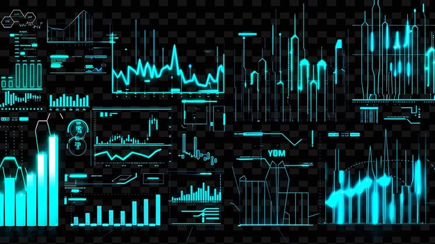 PSD un graphique d'un graphique abstrait bleu et vert avec les mots flux sur un fond noir