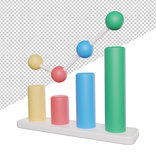 Graphique Graphique Croissance côté vue rendu 3d icône illustration sur fond transparent