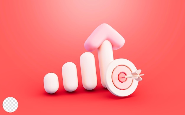 Graphique Line Up Bullseye Flèche Cible Financier Entreprise Objectif Réalisation 3d Illustration Fond