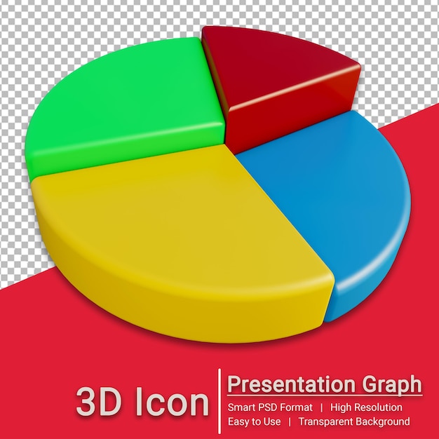 Graphique à secteurs de rendu 3D pour les données de présentation avec fond transparent