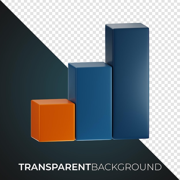 Le graphique statistique des primes est représenté par l'icône de la finance en 3D sur un fond transparent en PNG.