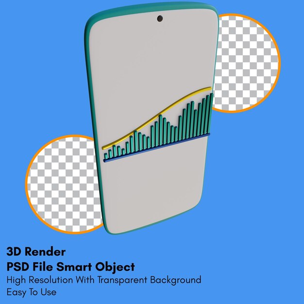 Graphique De Tendance De Rendu 3d Sur L'icône De Smartphone Avec Fond Transparent