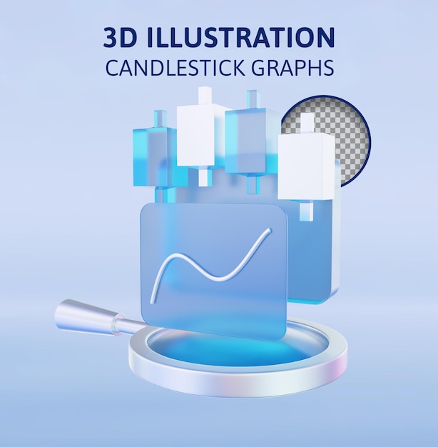 graphiques de bougies de négociation illustration de rendu 3D