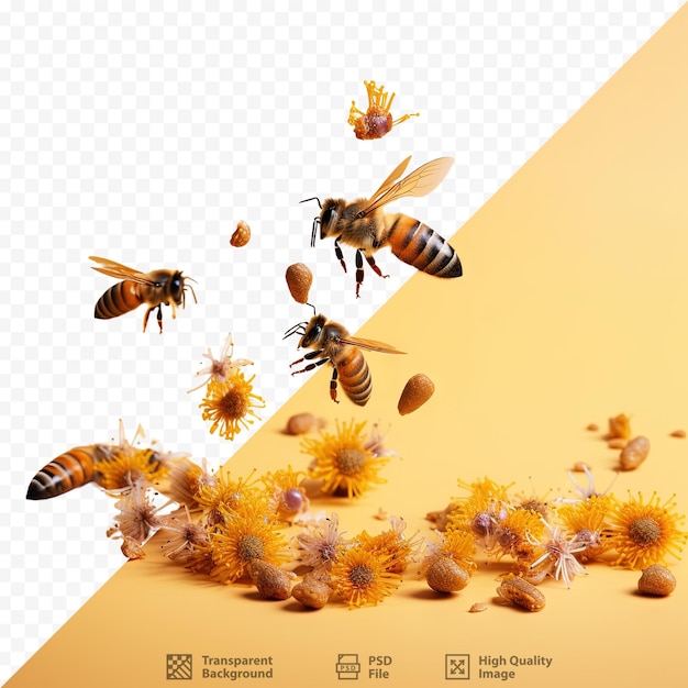 PSD une grappe de pollen d'abeille sur une surface sombre