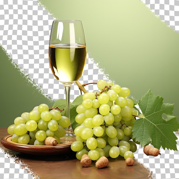 Grappe De Raisins Verts Et De Vin Avec Un Fond Transparent