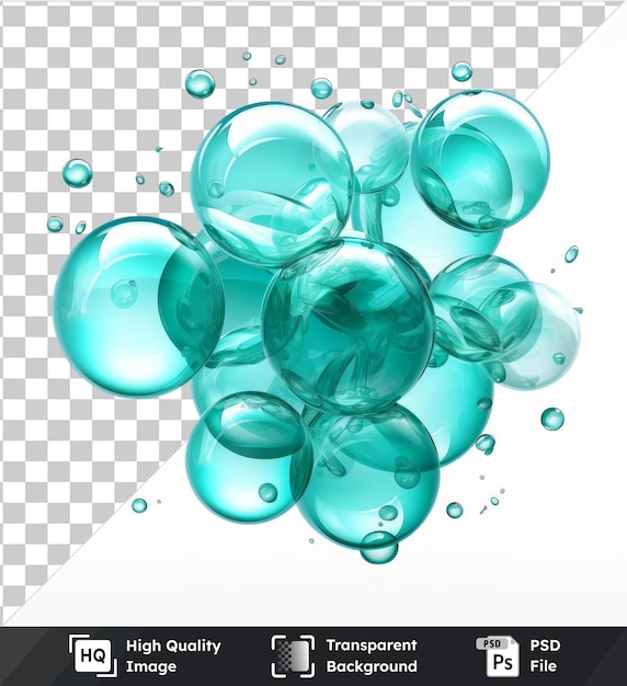 PSD grappes de bulles vectorielles psd transparentes de haute qualité symbole bulles bleues aqua transparentes sur un fond isolé