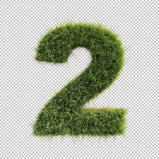 Gras Nummer 2 auf transparentem Hintergrund
