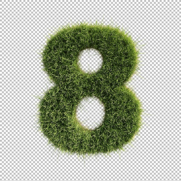 Gras Nummer 8 auf transparentem Hintergrund