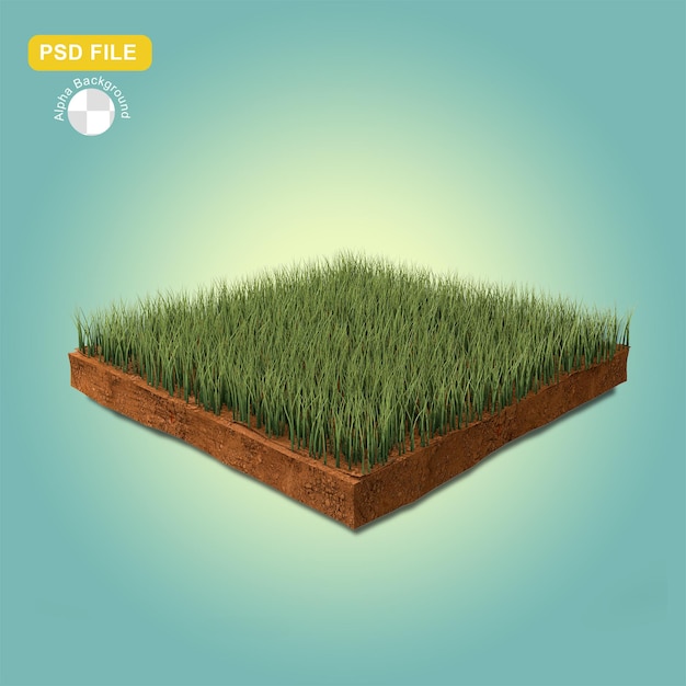 Gras podium 3d-rendering-anzeige