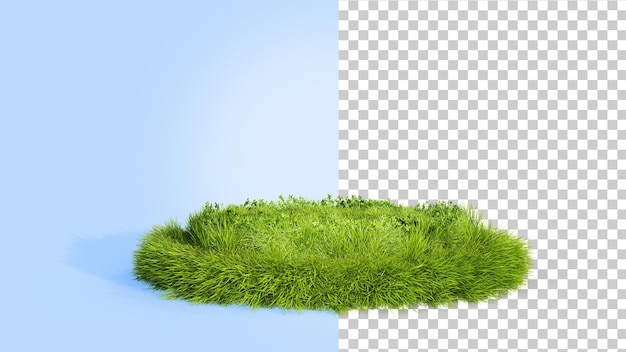 Gras-Podium isoliert auf weißem Hintergrund Gras-Kreis 3D-Rendering