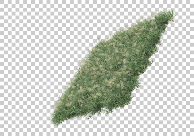 Grasinsel auf transparentem Hintergrund 3D-Rendering-Illustration