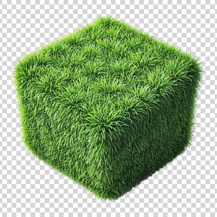PSD grass cube 3d renderizado aislado en un fondo transparente