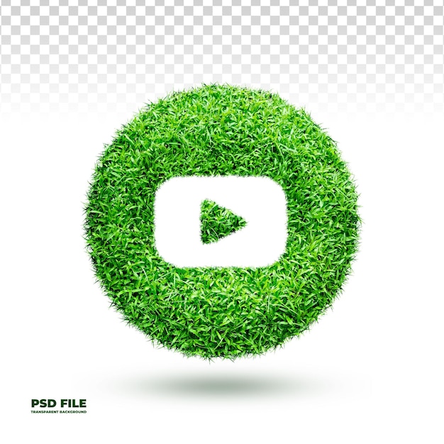 Grassy renderização 3d de ícones de mídia social em fundo transparente