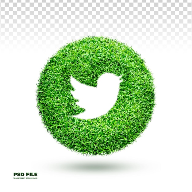 Grassy renderização 3d de ícones de mídia social em fundo transparente