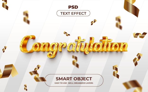 PSD gratulation 3d bearbeitbarer texteffektstil mit hintergrund