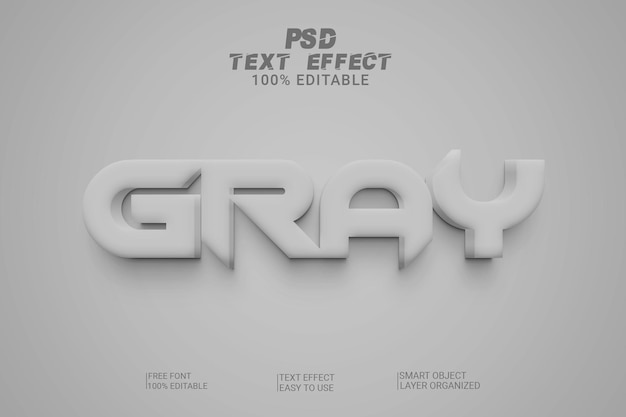 Graue 3d bearbeitbare texteffekt-psd-datei